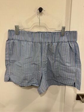 Quince Light Blue & White Striped High-Waist Women’s Shorts